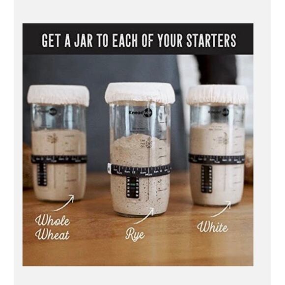 KneadAce Sourdough Starter Jar With Date Marked Feeding Band, Thermometer, NWT - Picture 6 of 14